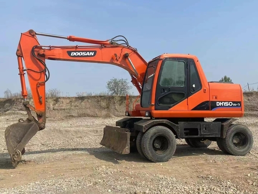 Escavatore a ruote usato DOOSAN DX140W-7 con vernice originale e motore Cummins 112kW