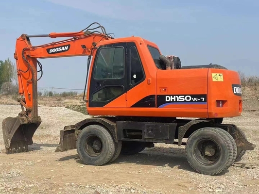 Escavatore a ruote usato DOOSAN DX140W-7 con vernice originale e motore Cummins 112kW